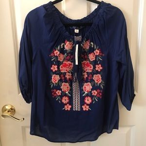 Francesca’s Embroidered Floral Blouse